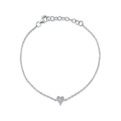 0.05CT 14K W/G DIAMOND PAVE HEART BRACELET