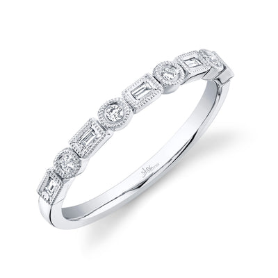 0.14CT 14K W/G DIAMOND BAGUETTE BAND SZ 6