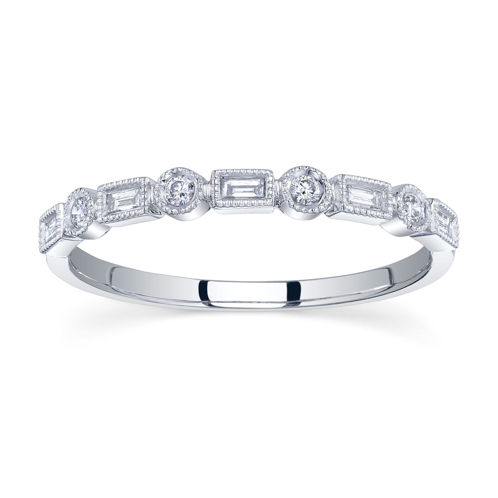 0.14CT 14K W/G DIAMOND BAGUETTE BAND
