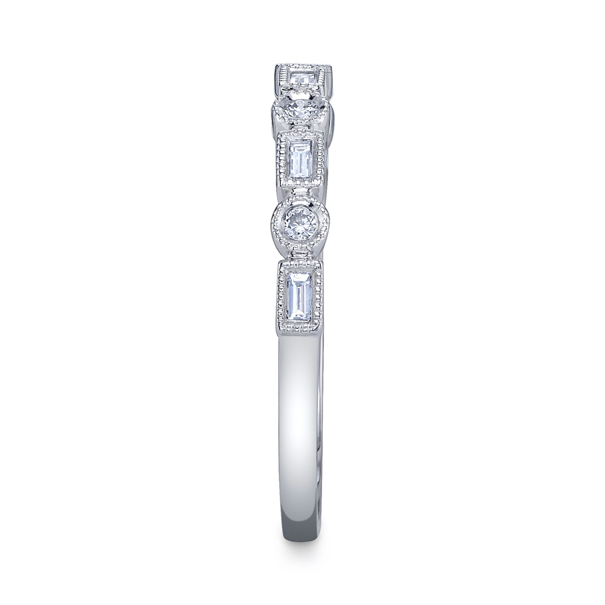 0.14CT 14K W/G DIAMOND BAGUETTE BAND