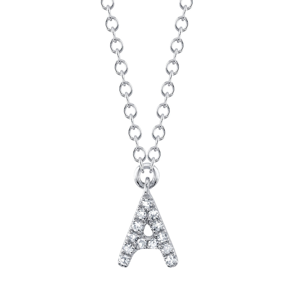 0.04CT 14K W/G DIAMOND NECKLACE - INITIAL A