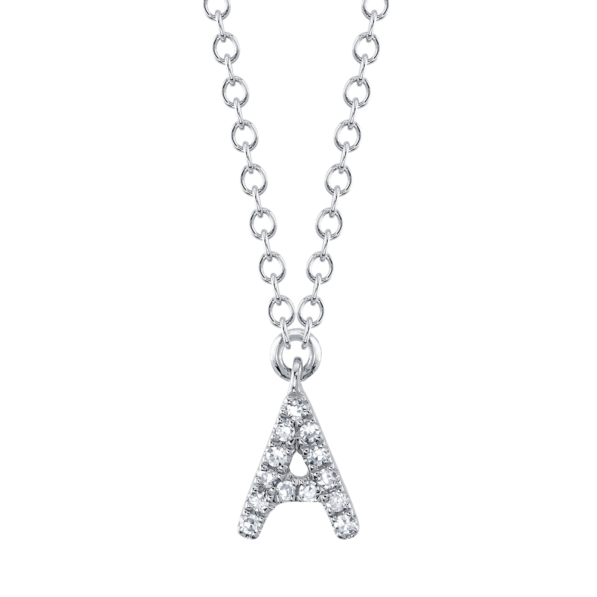 0.04CT 14K W/G DIAMOND NECKLACE - INITIAL A