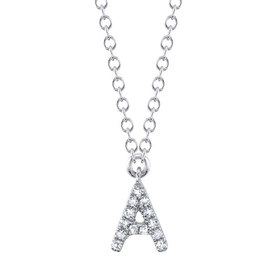 0.04CT 14K W/G DIAMOND NECKLACE - INITIAL A