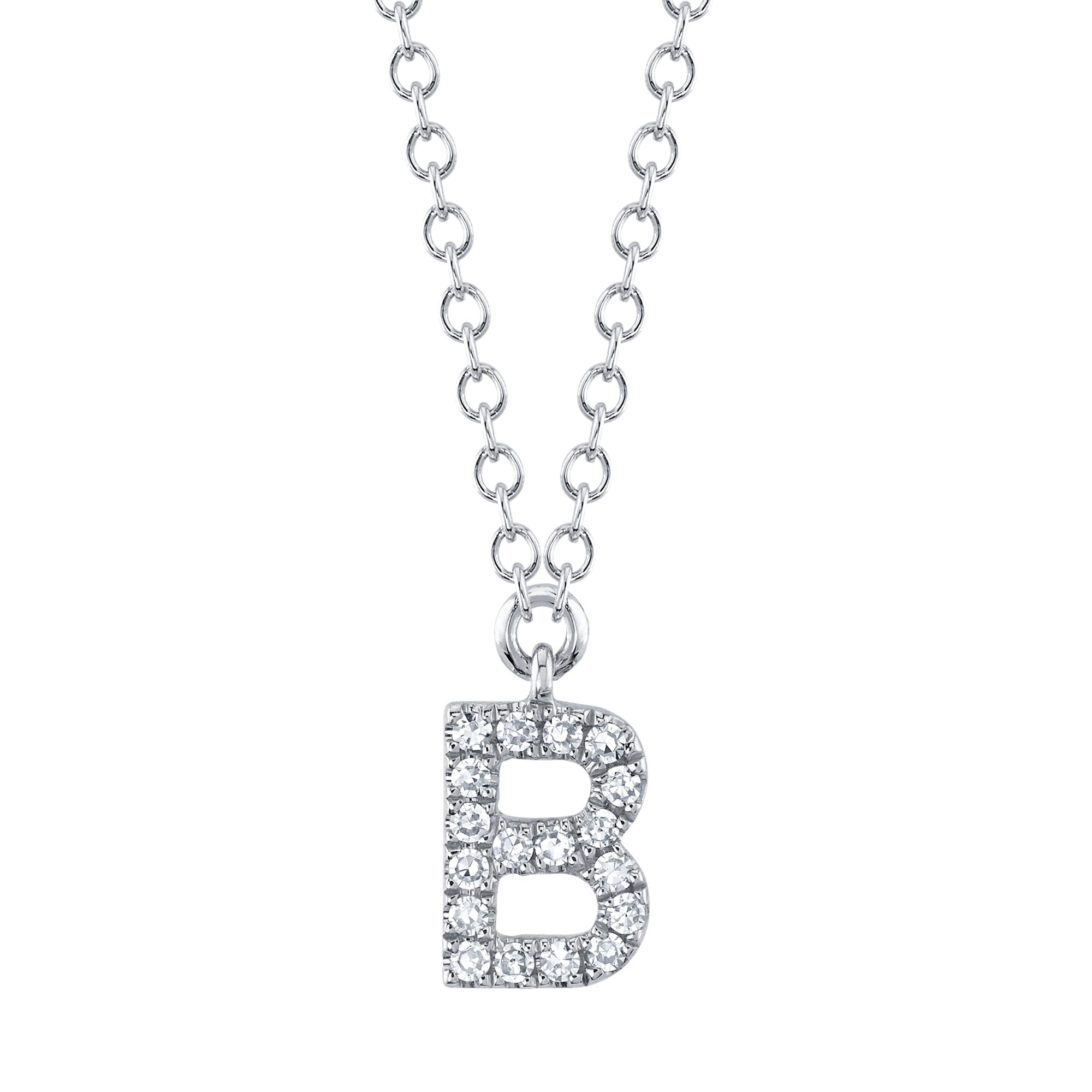 0.06CT 14K W/G DIAMOND NECKLACE - INITIAL B