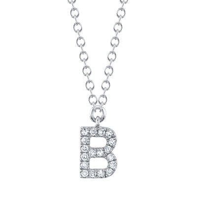 0.06CT 14K W/G DIAMOND NECKLACE - INITIAL B