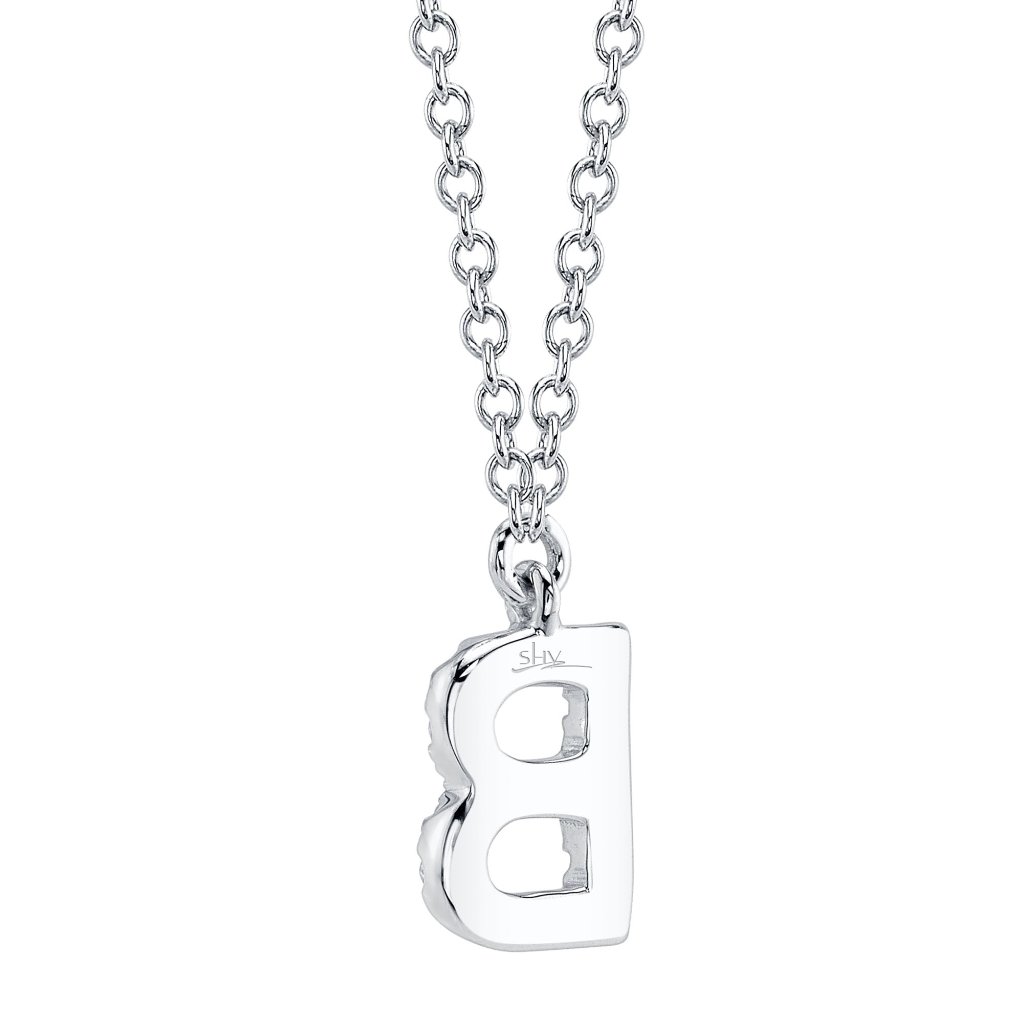 0.06CT 14K W/G DIAMOND NECKLACE - INITIAL B