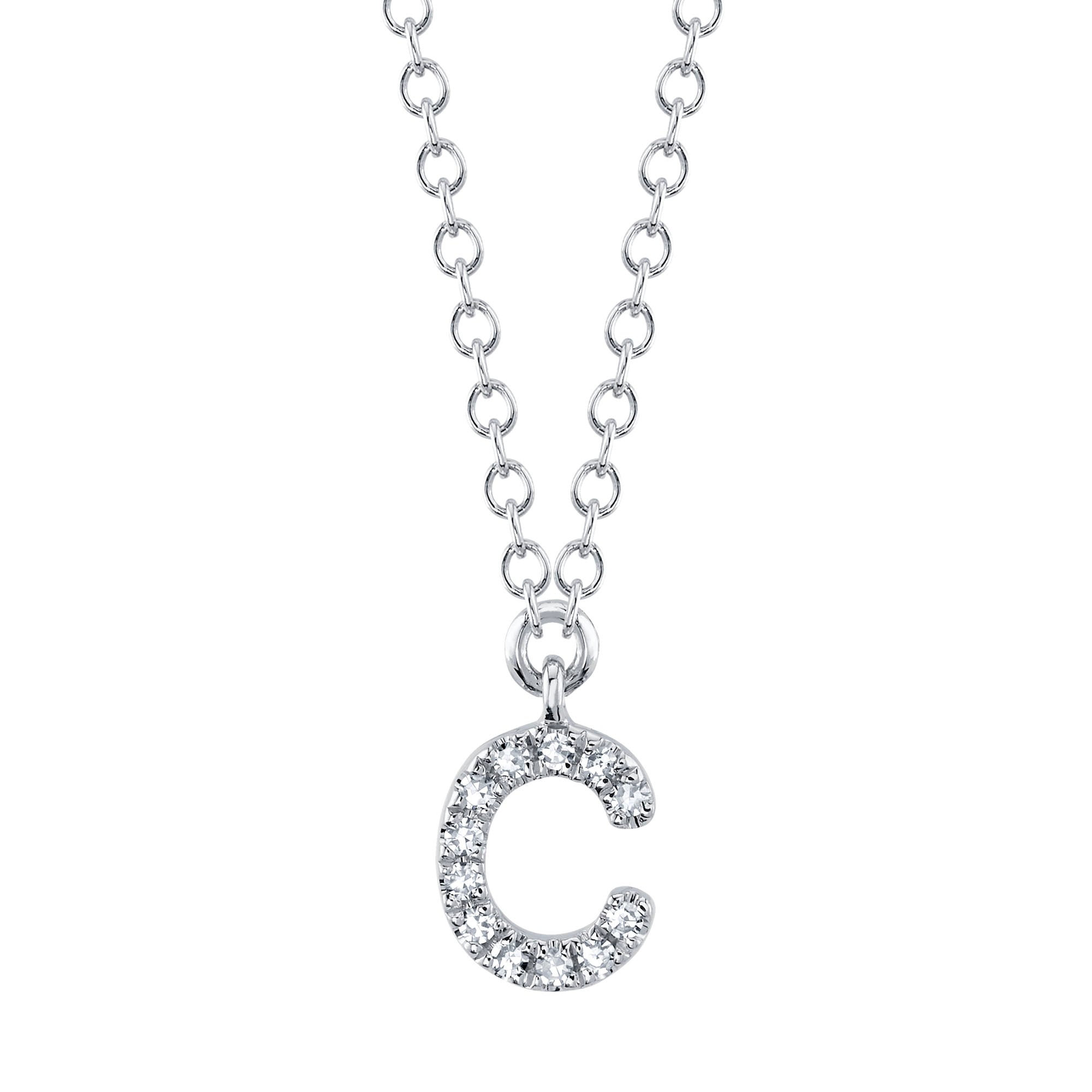 0.04CT 14K W/G DIAMOND NECKLACE - INITIAL C