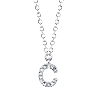 0.04CT 14K W/G DIAMOND NECKLACE - INITIAL C
