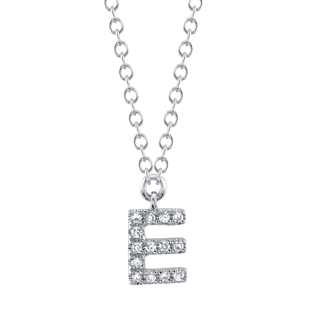 0.04CT 14K W/G DIAMOND NECKLACE - INITIAL E