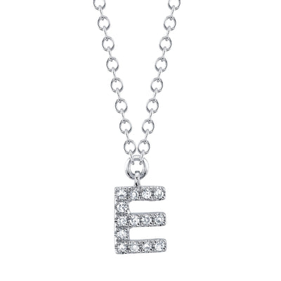 0.04CT 14K W/G DIAMOND NECKLACE - INITIAL E