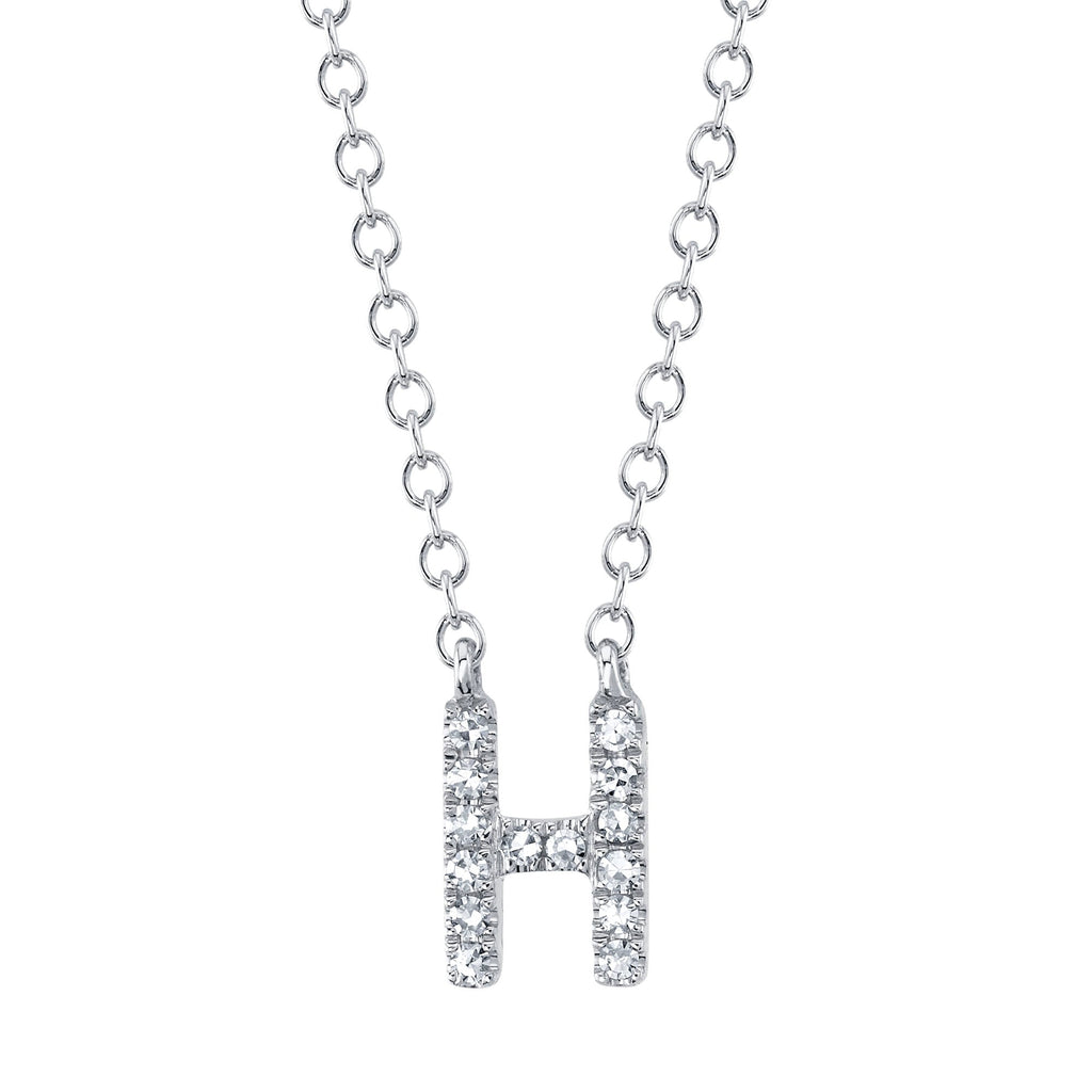 0.05CT 14K W/G DIAMOND NECKLACE - INITIAL H