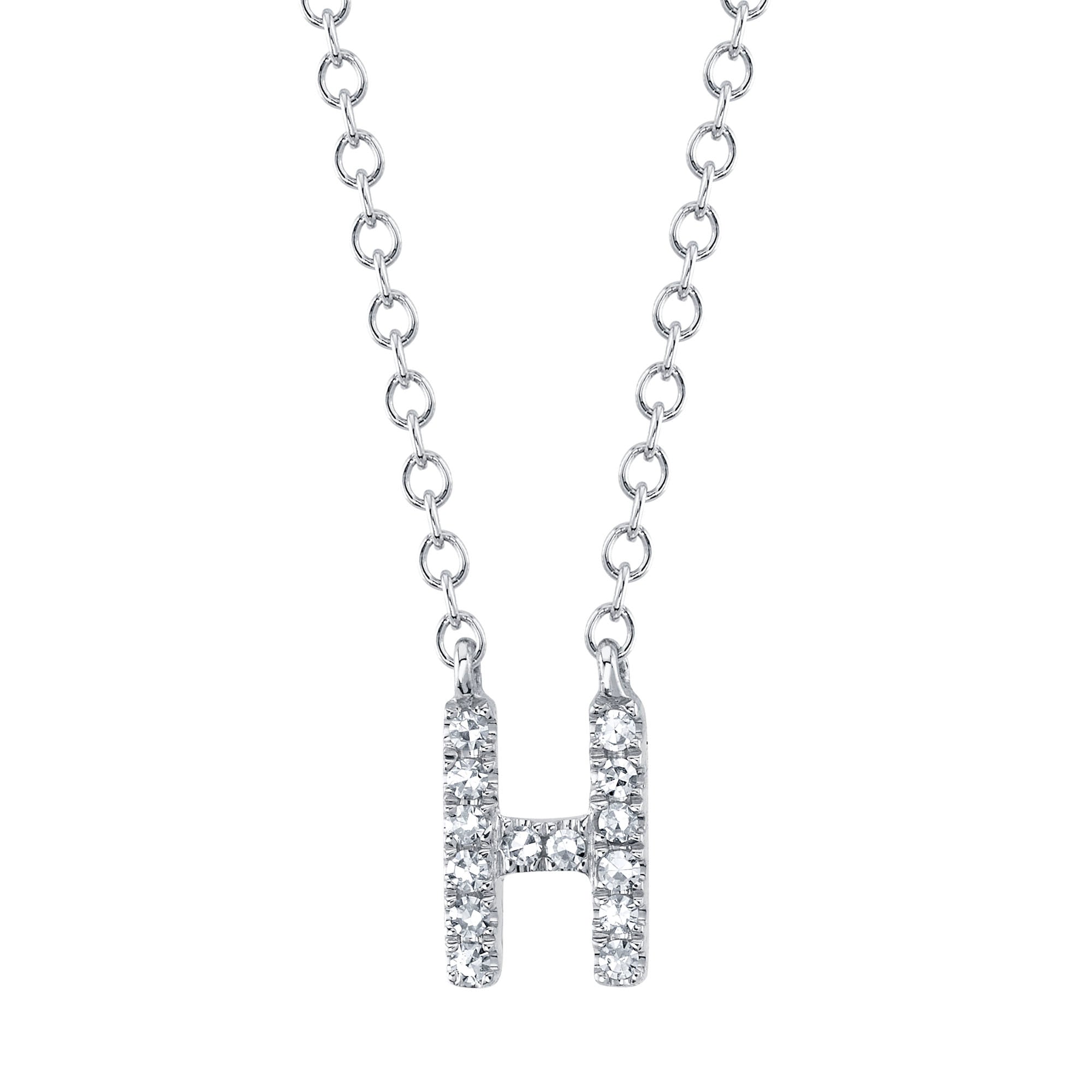 0.05CT 14K W/G DIAMOND NECKLACE - INITIAL H
