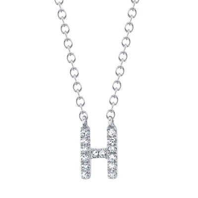 0.05CT 14K W/G DIAMOND NECKLACE - INITIAL H