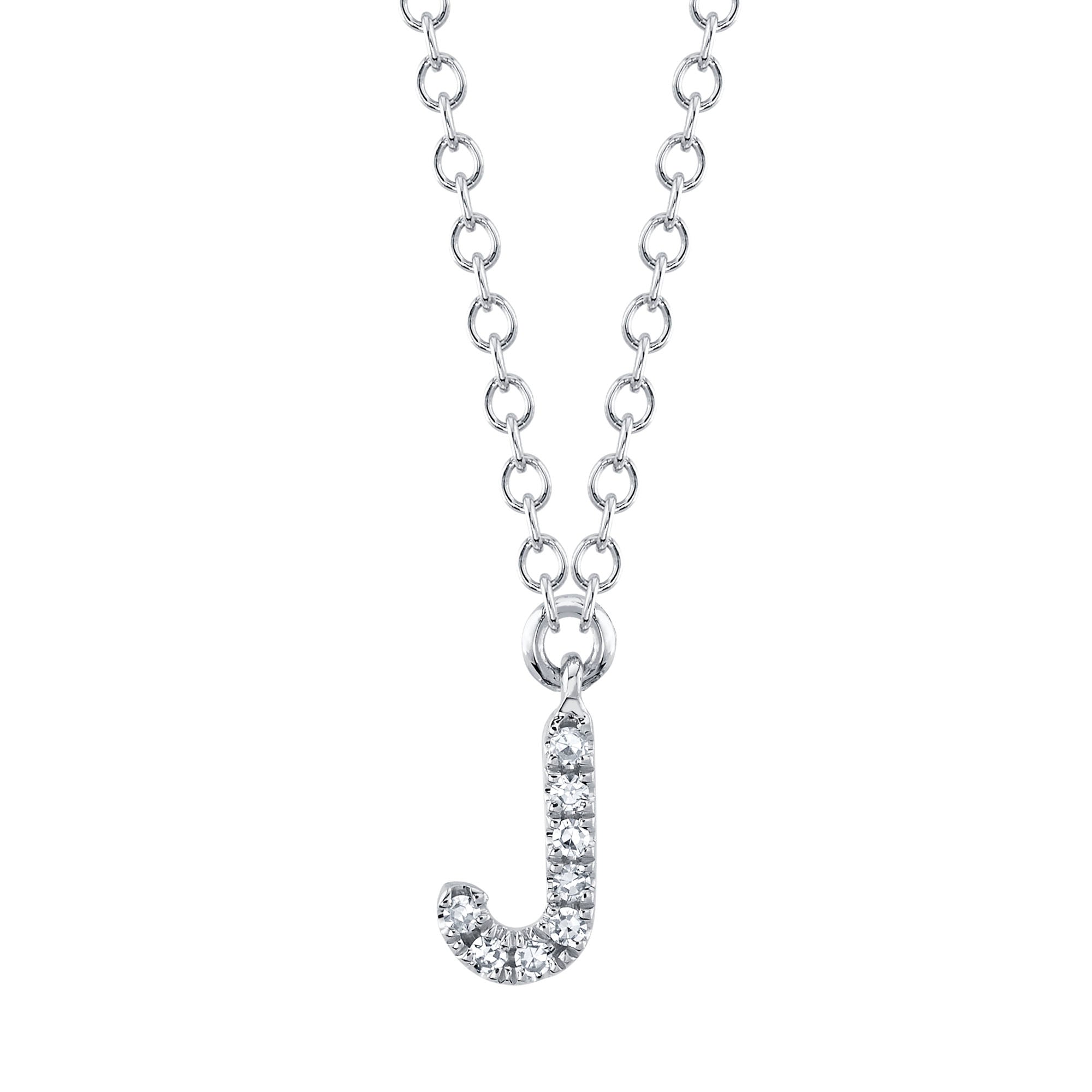 0.03CT 14K W/G DIAMOND NECKLACE - INITIAL J