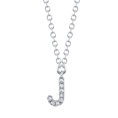 0.03CT 14K W/G DIAMOND NECKLACE - INITIAL J