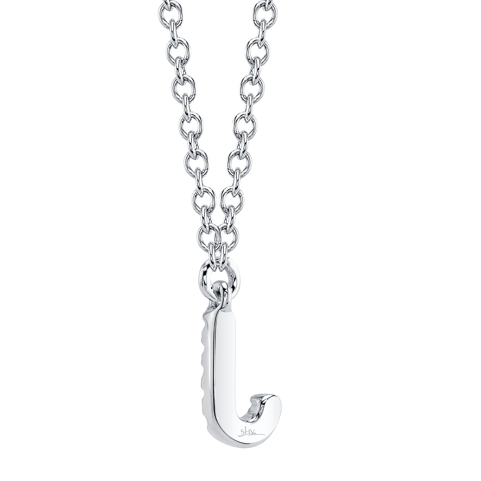 0.03CT 14K W/G DIAMOND NECKLACE - INITIAL J