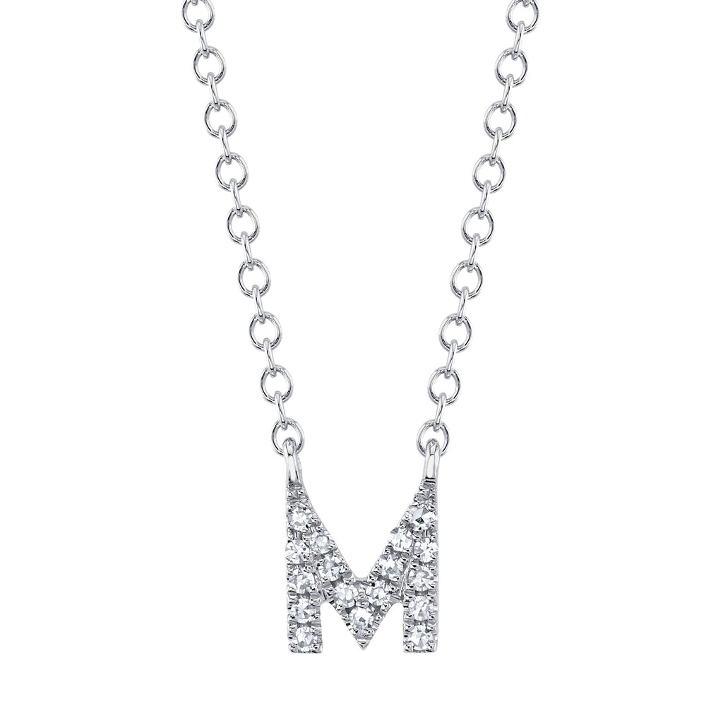 0.05CT 14K W/G DIAMOND NECKLACE - INITIAL M