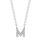 0.05CT 14K W/G DIAMOND NECKLACE - INITIAL M