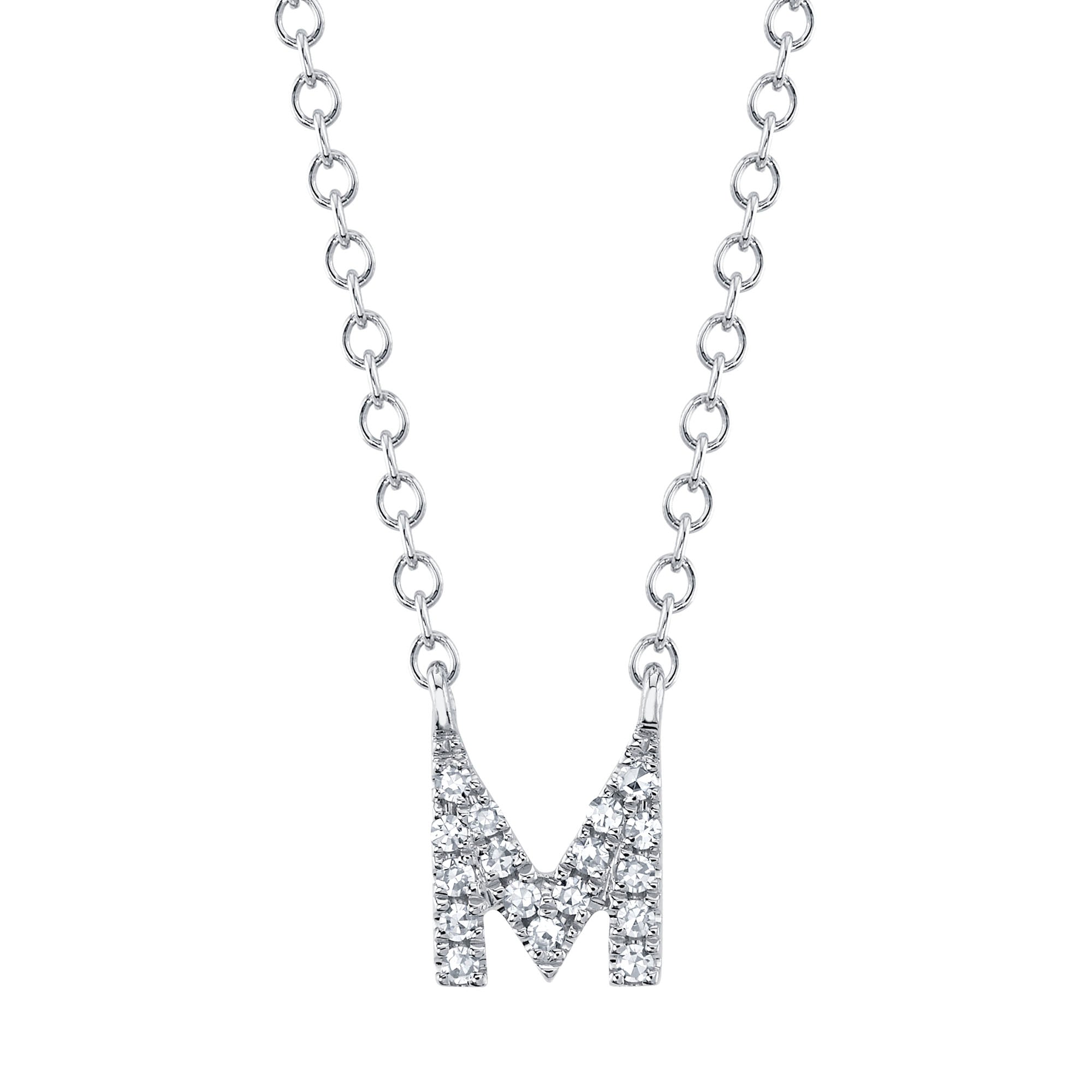 0.05CT 14K W/G DIAMOND NECKLACE - INITIAL M