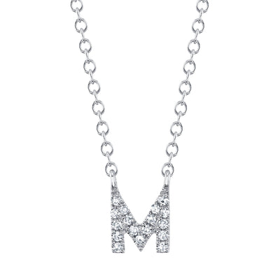 0.05CT 14K W/G DIAMOND NECKLACE - INITIAL M
