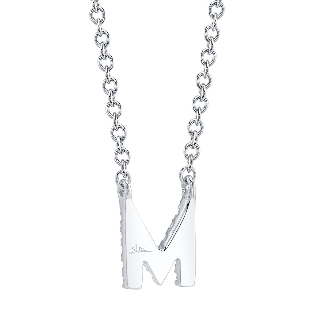 0.05CT 14K W/G DIAMOND NECKLACE - INITIAL M