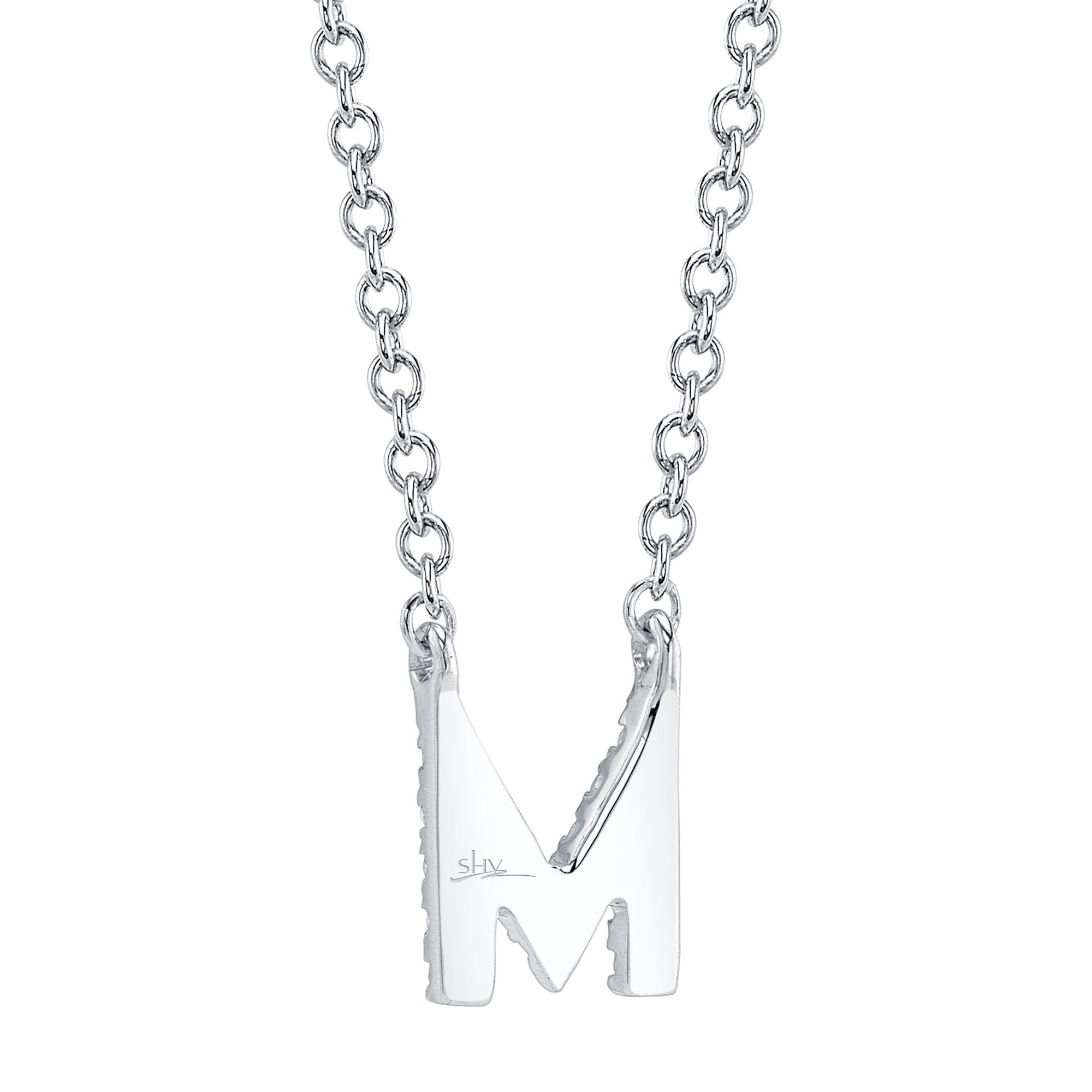 0.05CT 14K W/G DIAMOND NECKLACE - INITIAL M