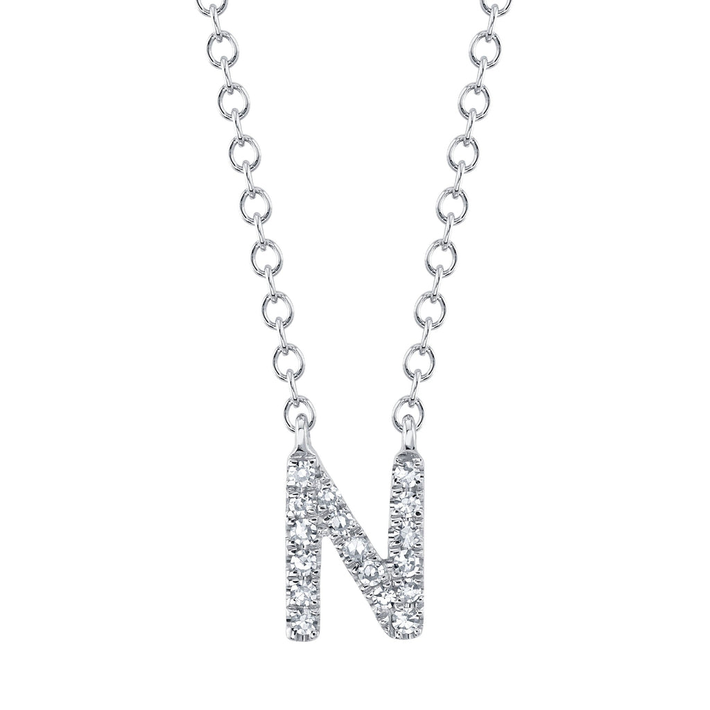 0.05CT 14K W/G DIAMOND NECKLACE - INITIAL N