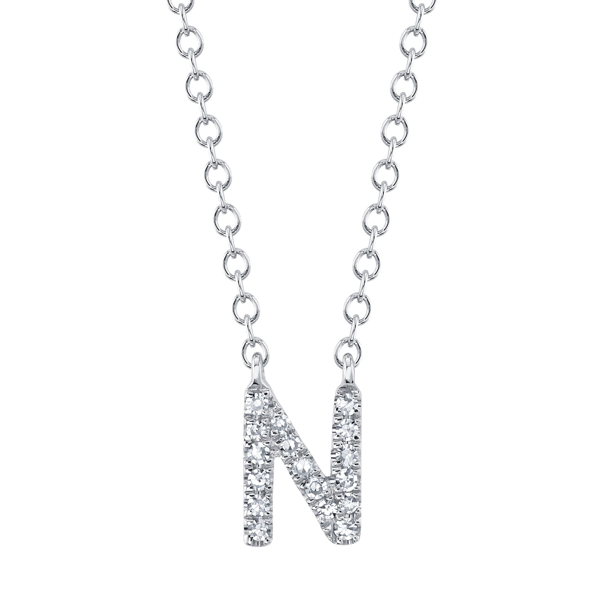 0.05CT 14K W/G DIAMOND NECKLACE - INITIAL N