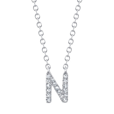 0.05CT 14K W/G DIAMOND NECKLACE - INITIAL N