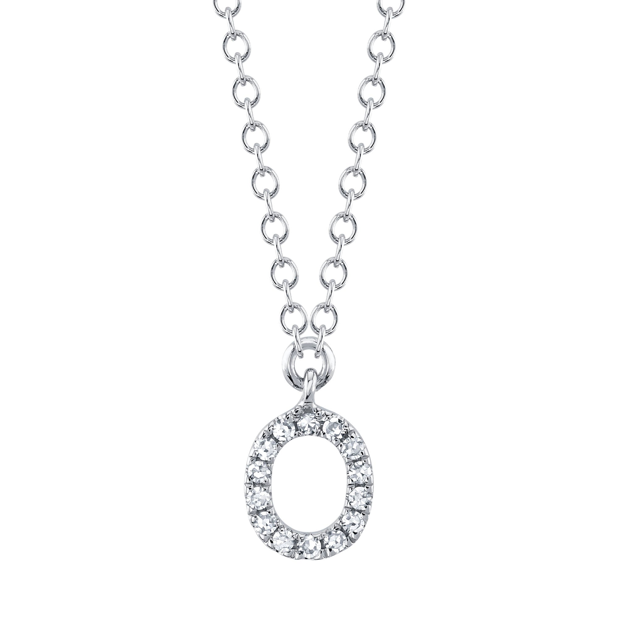 0.05CT 14K W/G DIAMOND NECKLACE - INITIAL O