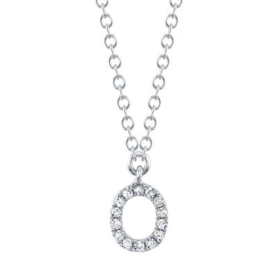 0.05CT 14K W/G DIAMOND NECKLACE - INITIAL O