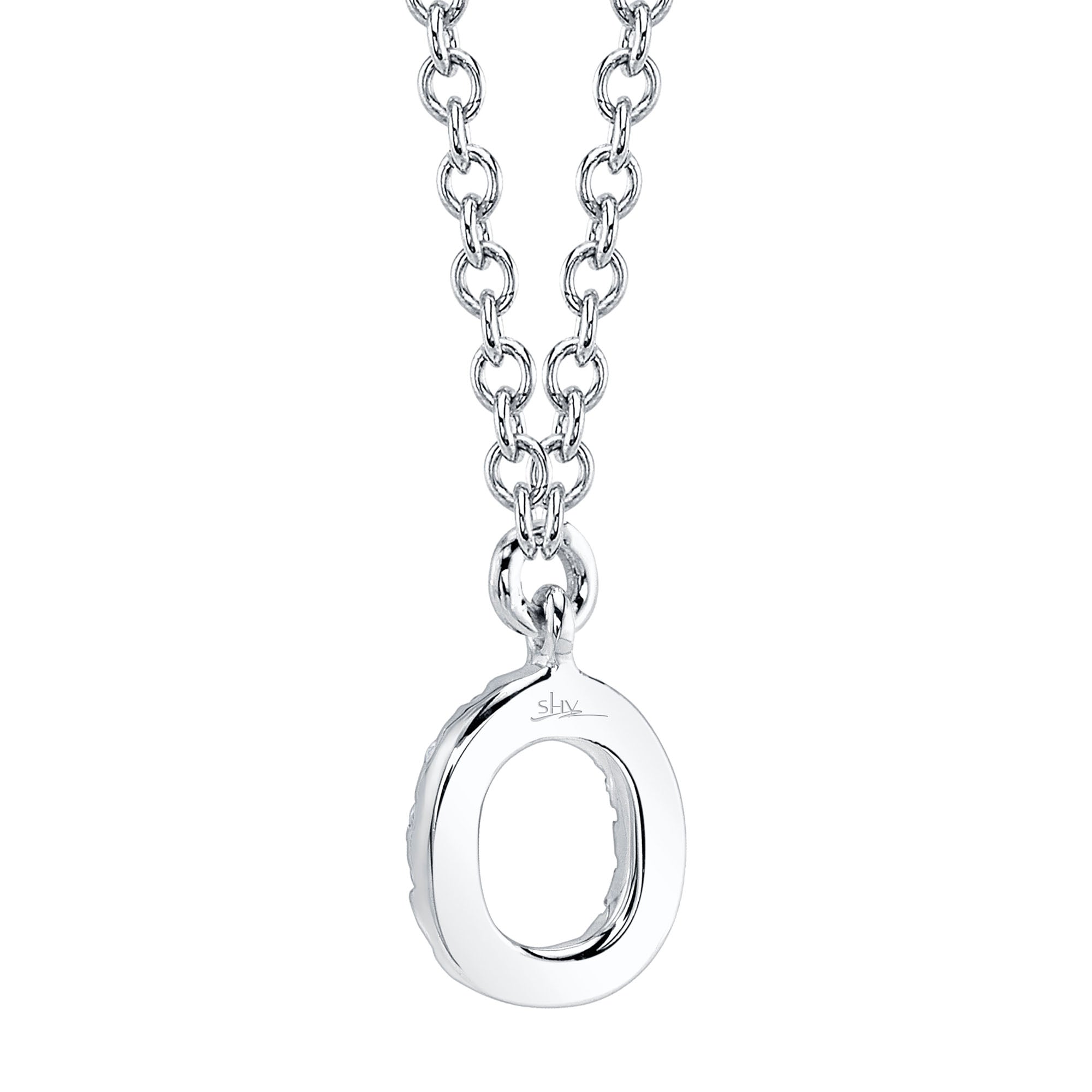 0.05CT 14K W/G DIAMOND NECKLACE - INITIAL O
