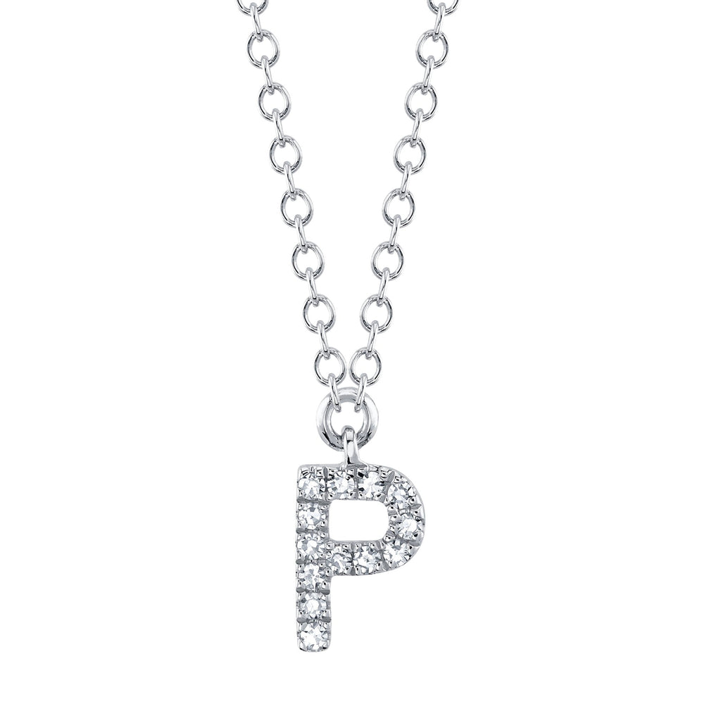 0.04CT 14K W/G DIAMOND NECKLACE - INITIAL P