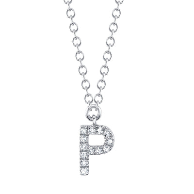 0.04CT 14K W/G DIAMOND NECKLACE - INITIAL P