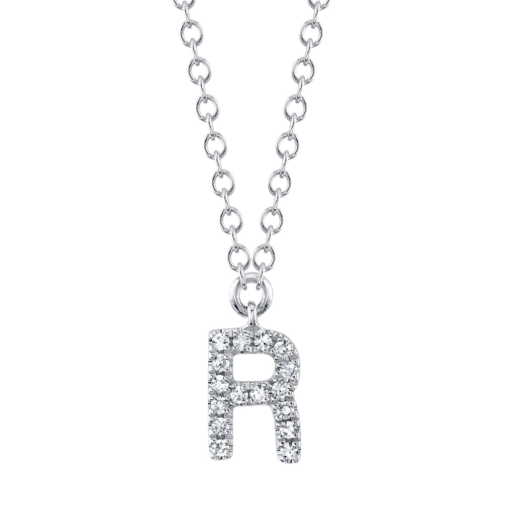 0.05CT 14K W/G DIAMOND NECKLACE - INITIAL R