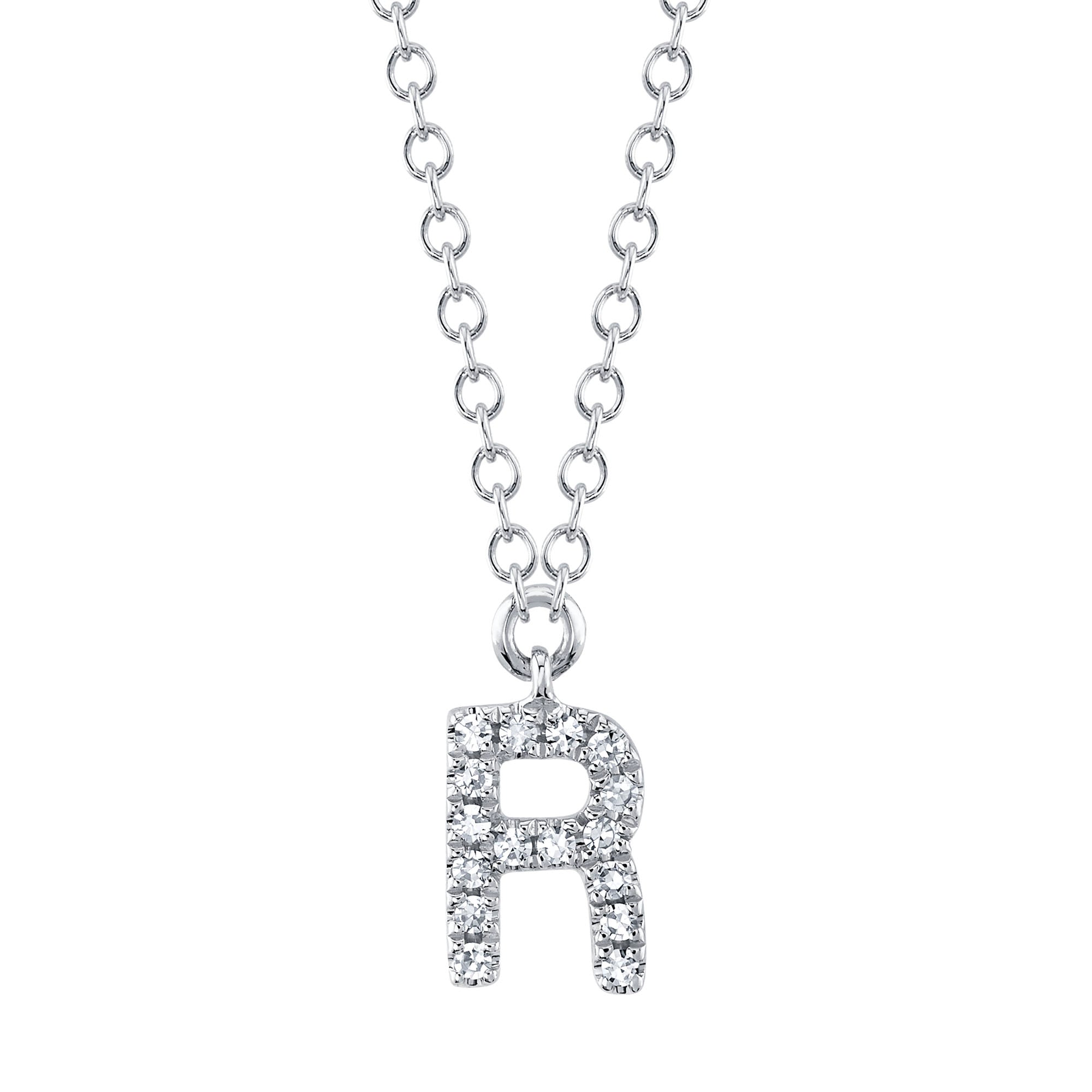 0.05CT 14K W/G DIAMOND NECKLACE - INITIAL R