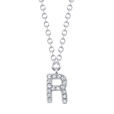 0.05CT 14K W/G DIAMOND NECKLACE - INITIAL R