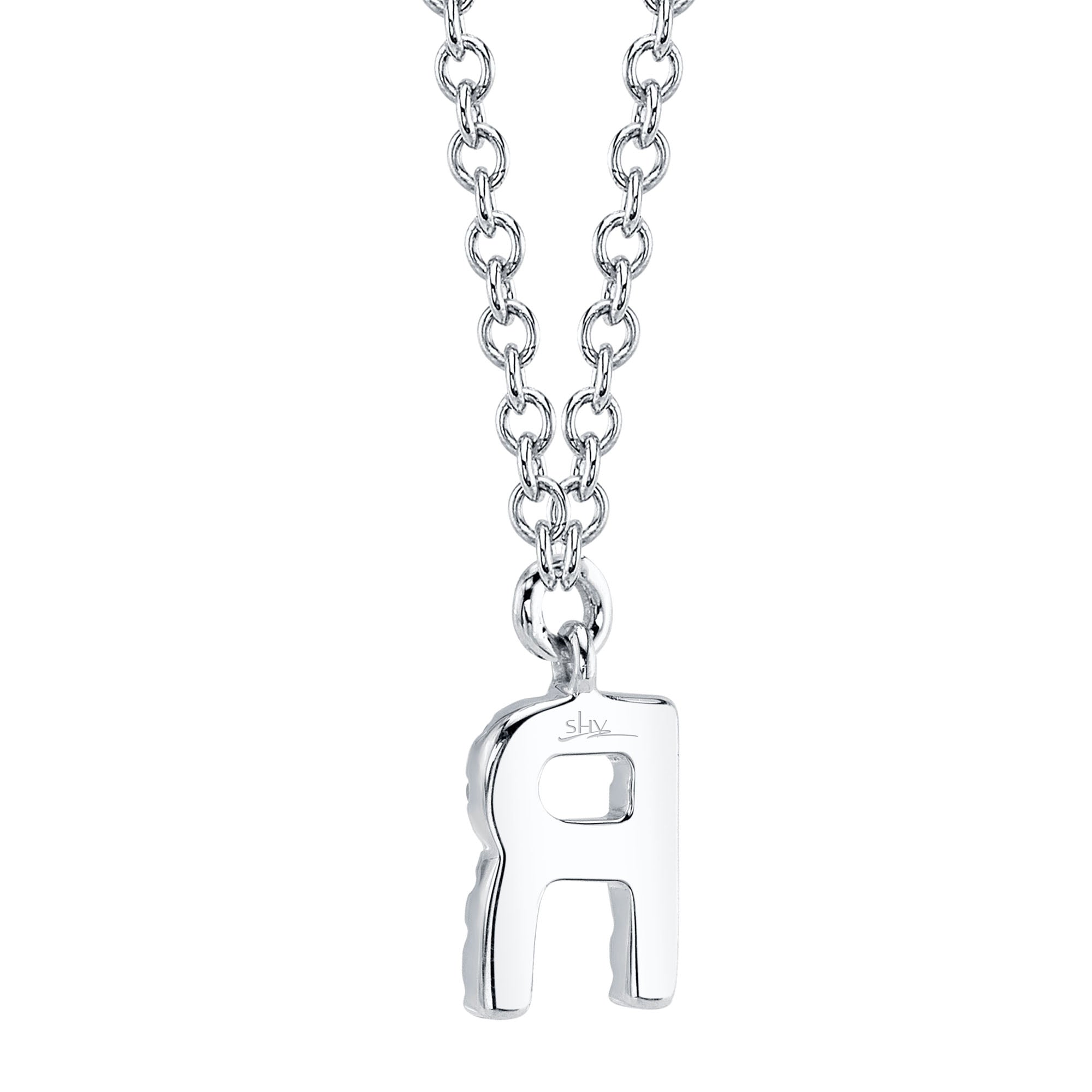 0.05CT 14K W/G DIAMOND NECKLACE - INITIAL R
