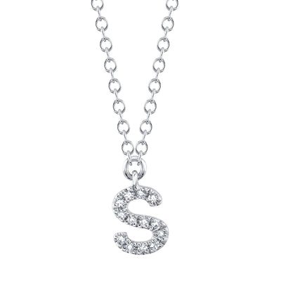 0.05CT 14K W/G DIAMOND NECKLACE - INITIAL S