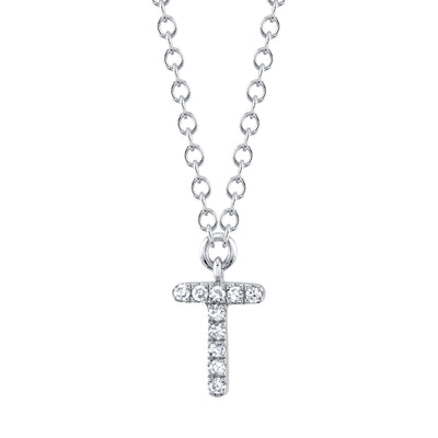0.03CT 14K W/G DIAMOND NECKLACE - INITIAL T