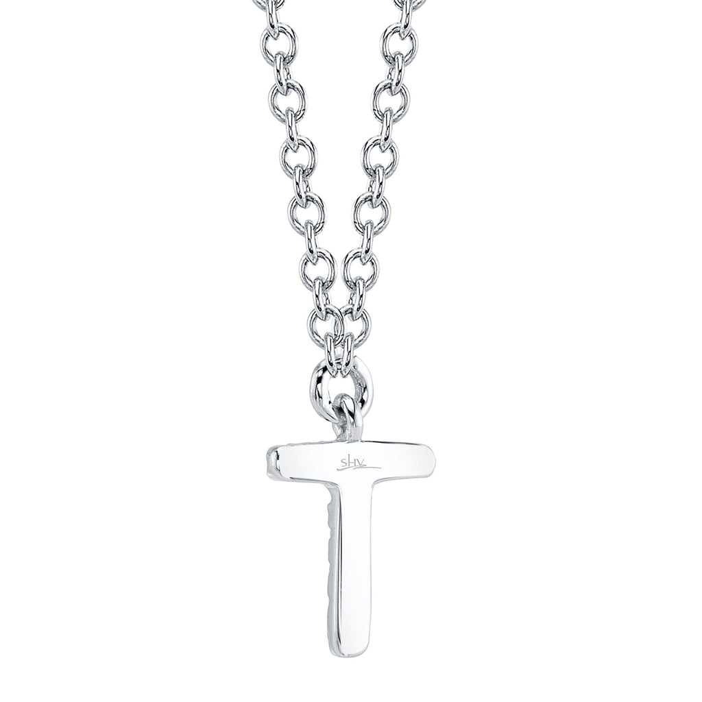 0.03CT 14K W/G DIAMOND NECKLACE - INITIAL T