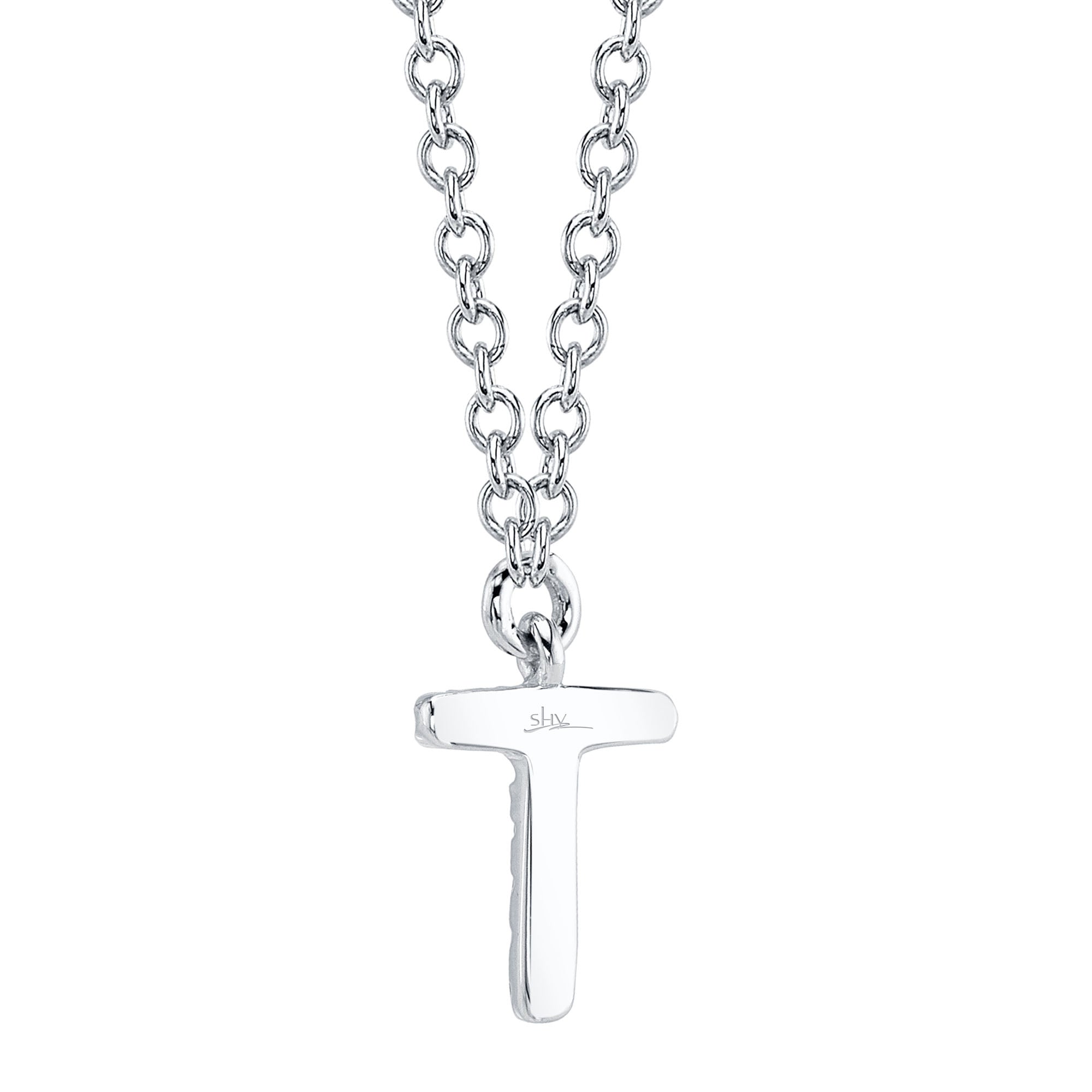 0.03CT 14K W/G DIAMOND NECKLACE - INITIAL T