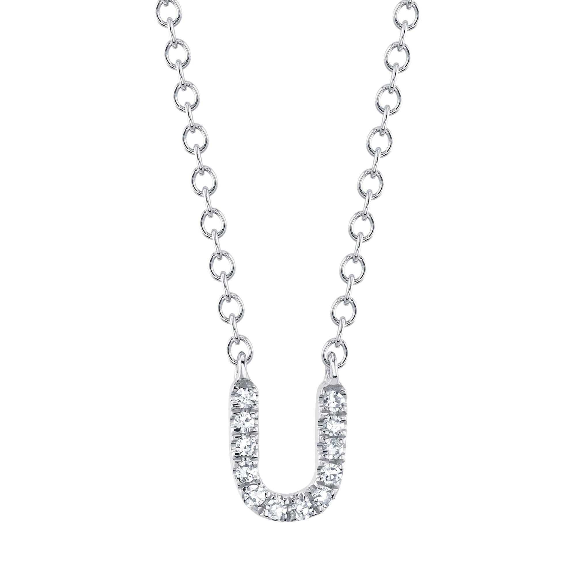 0.04CT 14K W/G DIAMOND NECKLACE - INITIAL U