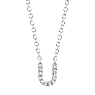 0.04CT 14K W/G DIAMOND NECKLACE - INITIAL U
