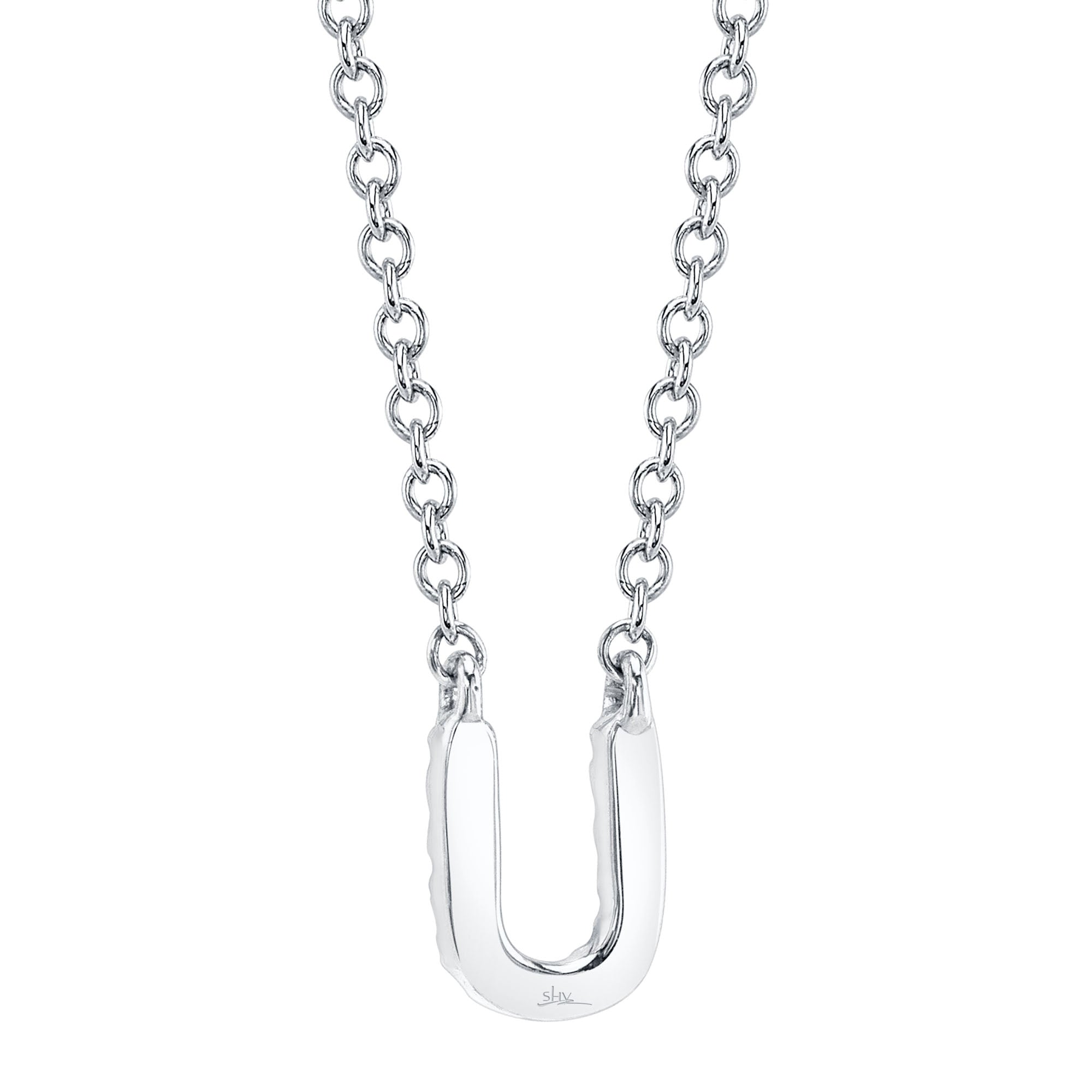 0.04CT 14K W/G DIAMOND NECKLACE - INITIAL U