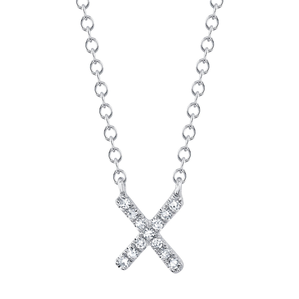 0.04CT 14K W/G DIAMOND NECKLACE - INITIAL X