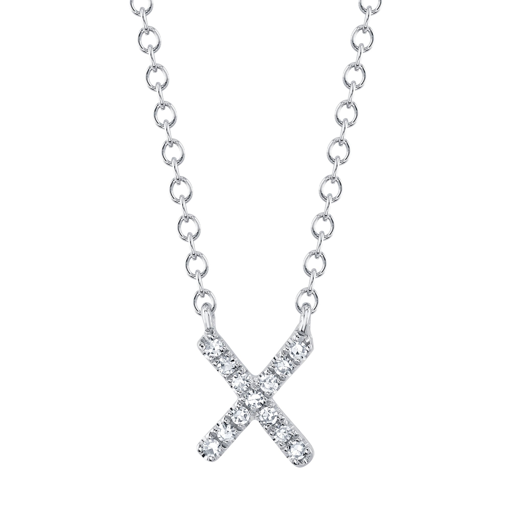 0.04CT 14K W/G DIAMOND NECKLACE - INITIAL X