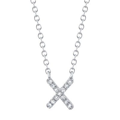 0.04CT 14K W/G DIAMOND NECKLACE - INITIAL X