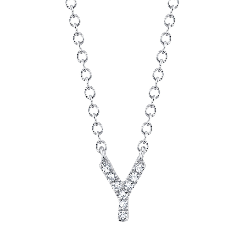 0.03CT 14K W/G DIAMOND NECKLACE - INITIAL Y