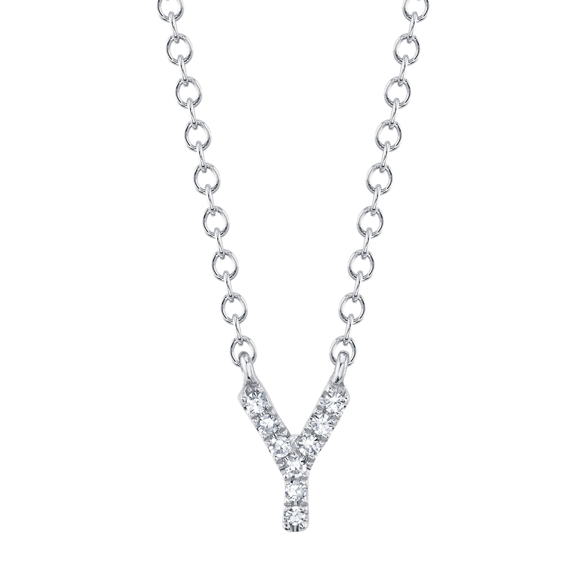 0.03CT 14K W/G DIAMOND NECKLACE - INITIAL Y